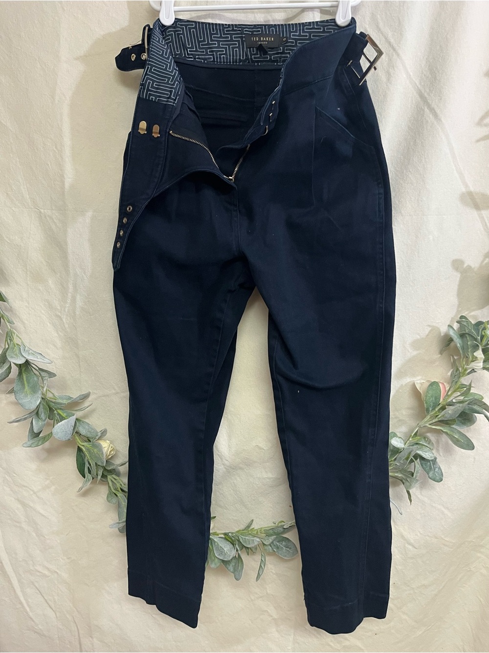 Ted Baker Dark Navy High-Rise Tapered Jeans